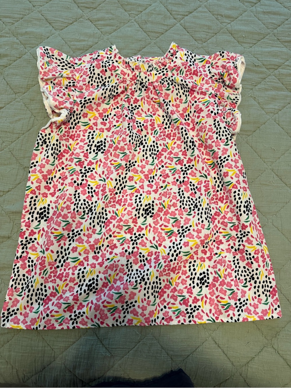 Women’s Pink Floral Ruffle Sleeve Top